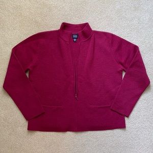 Eileen Fisher 100% Wool Zip Long Sleeve Cardigan